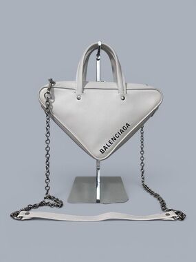 34-26 Balenciaga Triangle Chain Duffle Calfskin Leather Shoulder Bag